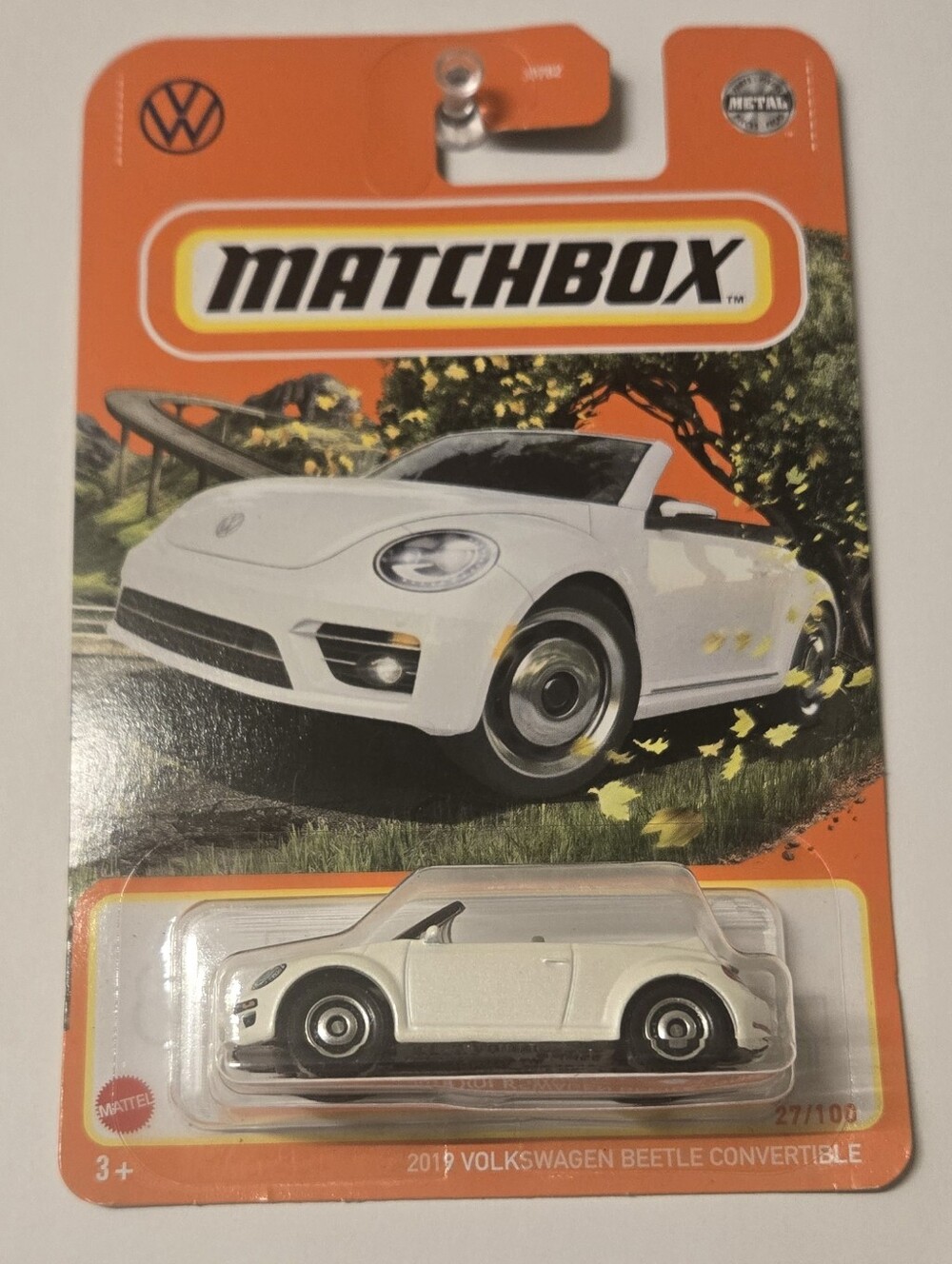 Matchbox 2019 Volkswagen Beetle Convertible White 27/100 Diecast